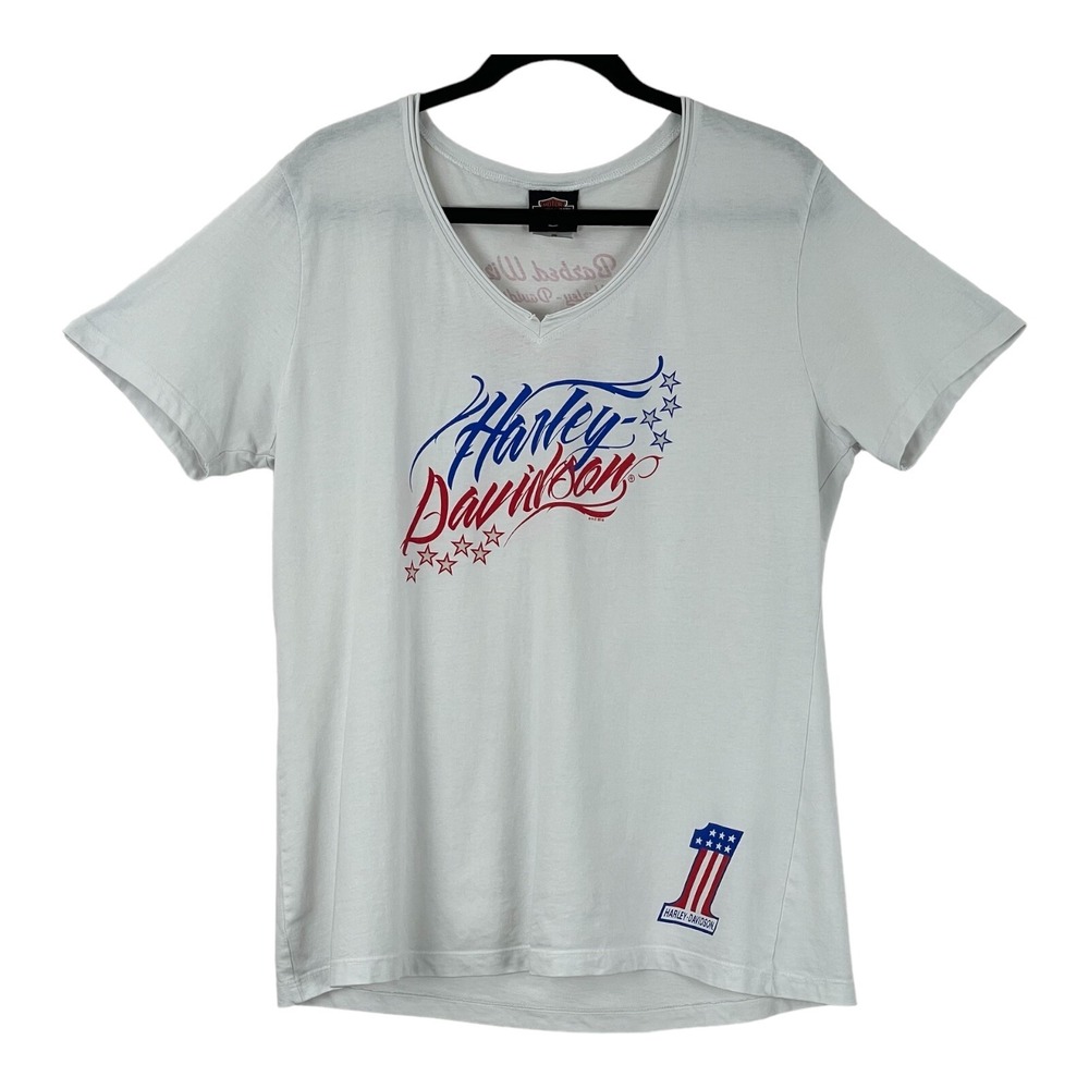 Harley Davidson T-Shirt Woman's 2XL White - Barbed Wire, DeKalb Illinois